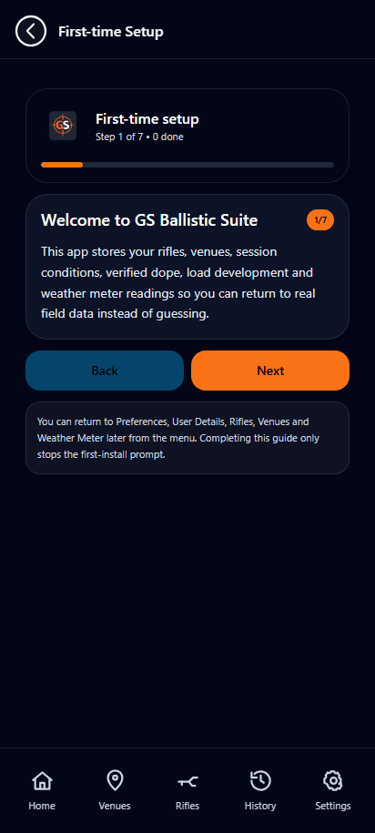 First-time setup wizard welcome step